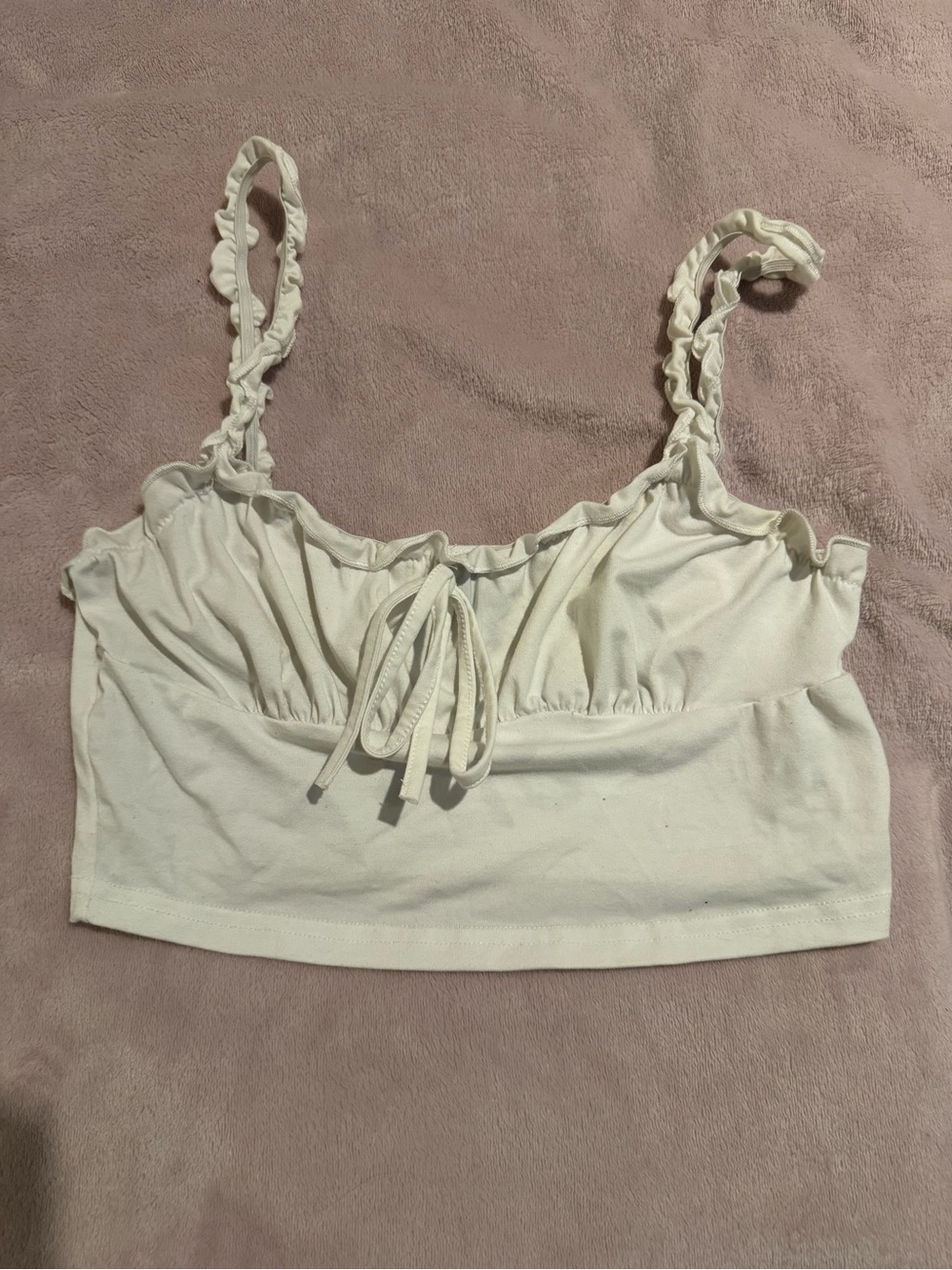 SHEIN White Tie-Front Ruched Crop Top